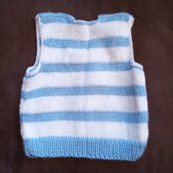 Handmade crochet vest stripe blue toddler 18-24 months - Picture 3 of 3